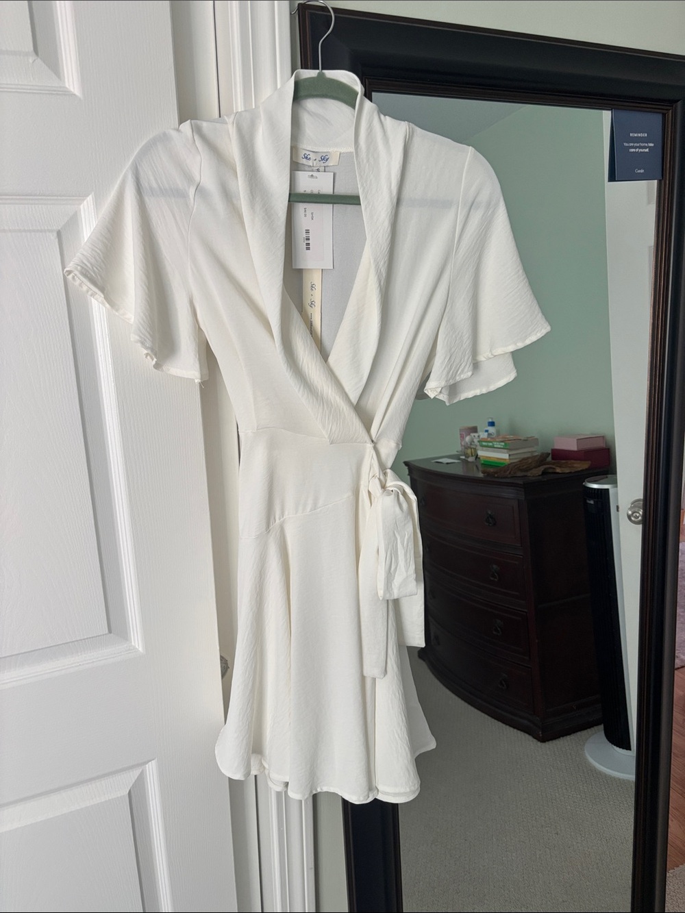 She + Sky White Mini Wrap Dress